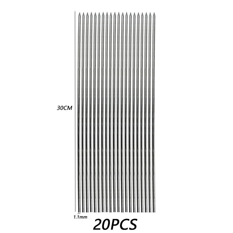 10/20Pcs Stainless Steel Barbecue Skewer Reusable BBQ Skewers Kebab Iron Stick For Outdoor Camping Picnic Tools Cooking Tools