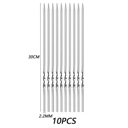 10/20Pcs Stainless Steel Barbecue Skewer Reusable BBQ Skewers Kebab Iron Stick For Outdoor Camping Picnic Tools Cooking Tools