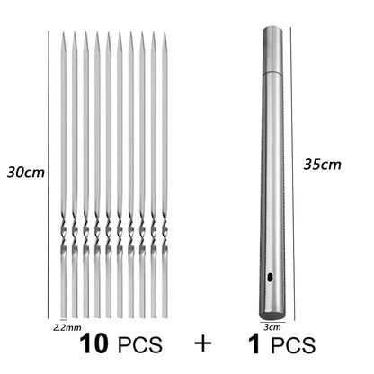 10/20Pcs Stainless Steel Barbecue Skewer Reusable BBQ Skewers Kebab Iron Stick For Outdoor Camping Picnic Tools Cooking Tools